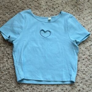 cropped baby tee with heart cut out